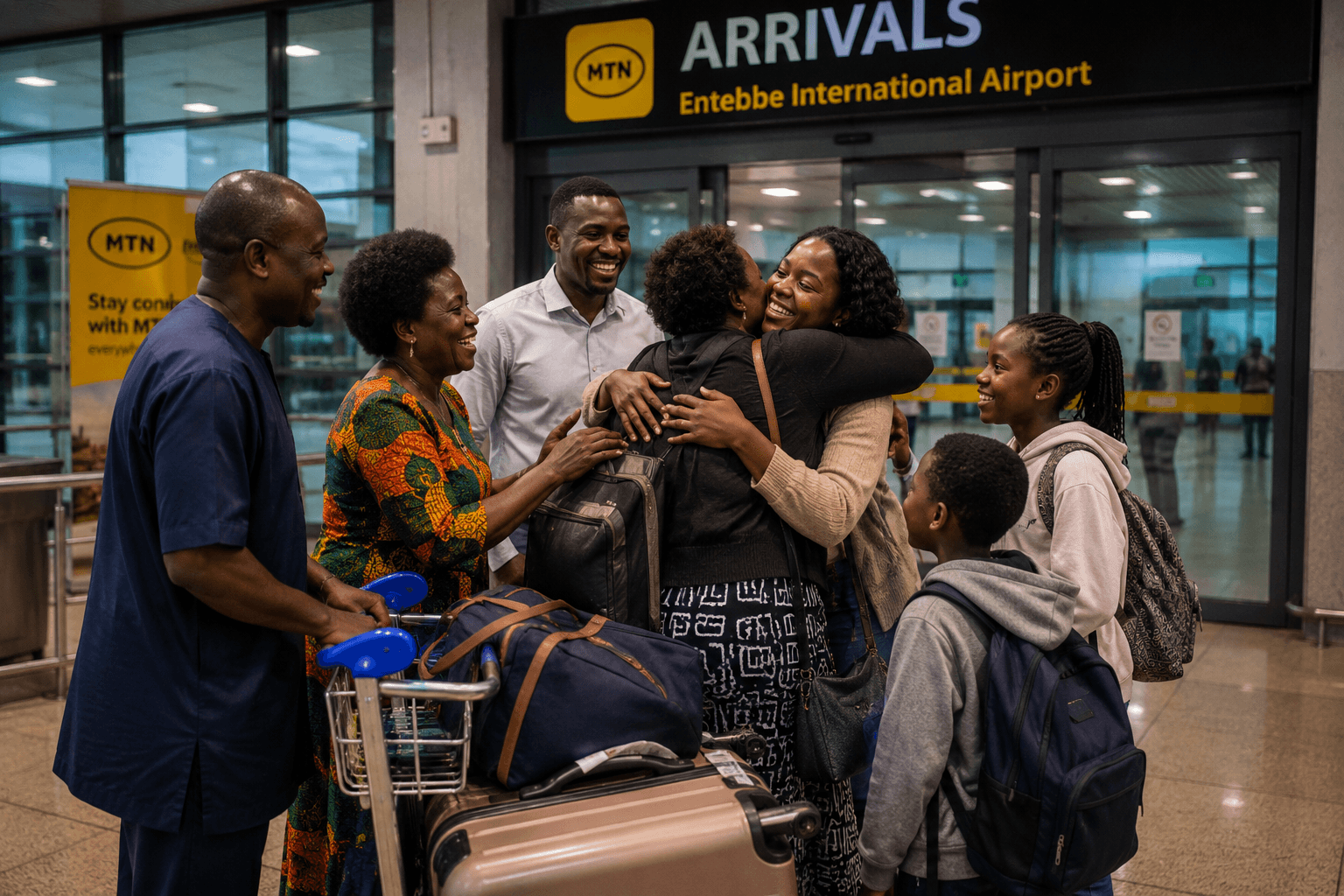 Diaspora family reunion at Entebbe International Airport